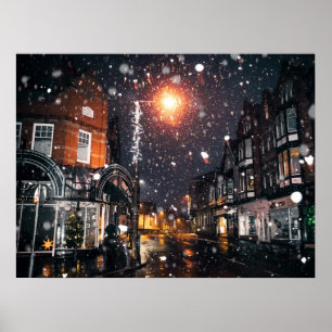 Snowy Winter Cityscape JPG Cityscape Residence Per Poster