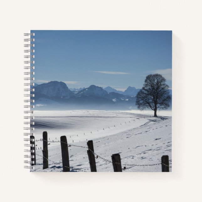Snowy Winter Countryside Landscape Notebook (Front)
