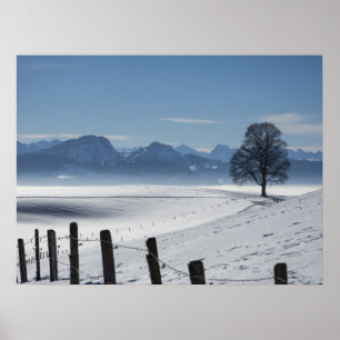 Snowy Winter Countryside Landscape Photo Poster