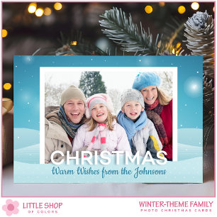 Snowy Winter Day Personalized Family Photo Holiday Card