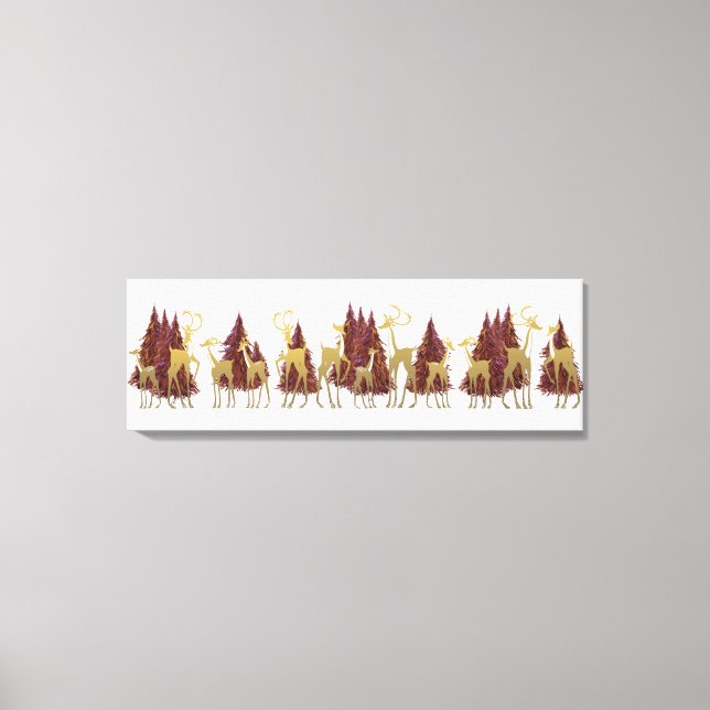 Snowy Winter Deer in Wooded Forest Canvas Print (Front)