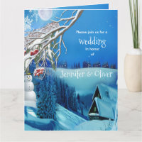 Snowy Winter Fantasy All in One Wedding Invite