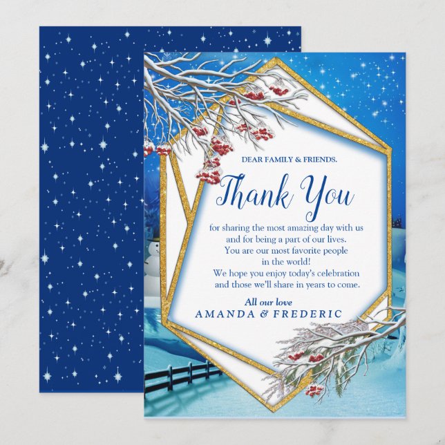 Snowy Winter Fantasy Thank You Card (Front/Back)