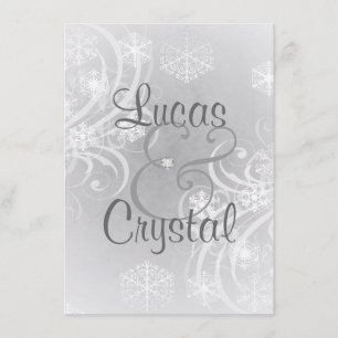 Snowy Winter Flourish Grey Wedding Invitation
