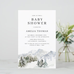 Snowy Winter Forest Baby Shower Invitation