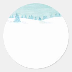 Snowy Winter Forest Landscape With Spruce Trees Classic Round Sticker