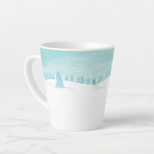 Snowy Winter Forest Landscape With Spruce Trees  Latte Mug