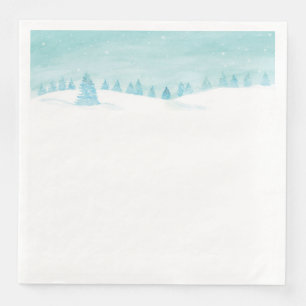 Snowy Winter Forest Landscape With Spruce Trees  Napkin