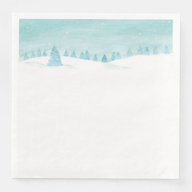 Snowy Winter Forest Landscape With Spruce Trees  Napkin (Front)
