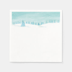 Snowy Winter Forest Landscape With Spruce Trees Napkin
