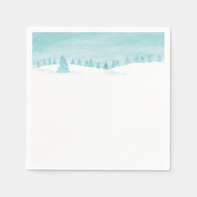Snowy Winter Forest Landscape With Spruce Trees  Napkin (Front)