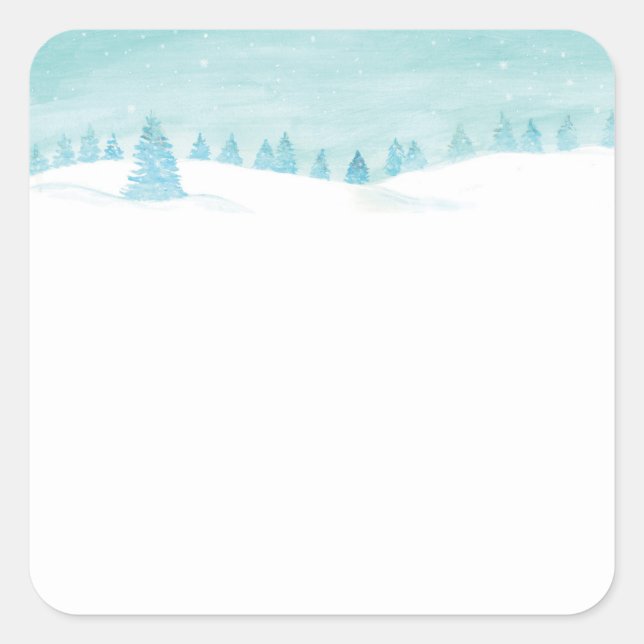 Snowy Winter Forest Landscape With Spruce Trees Square Sticker (Front)