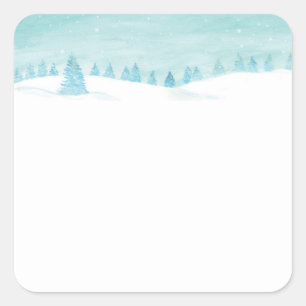 Snowy Winter Forest Landscape With Spruce Trees Square Sticker