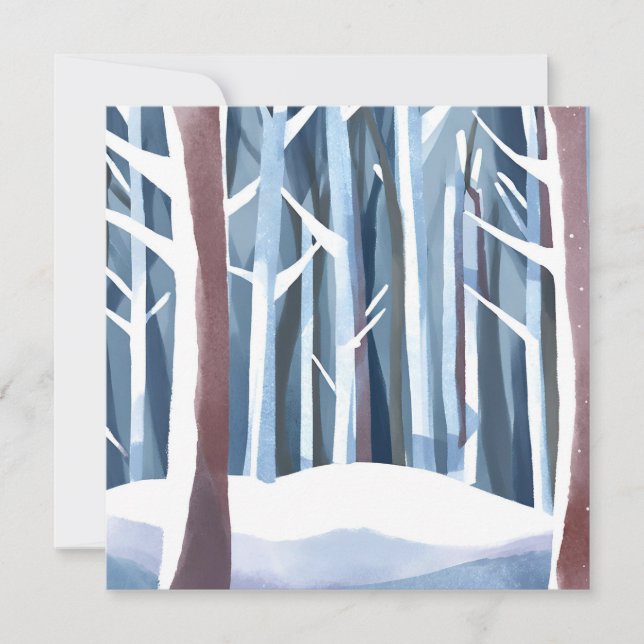 Snowy Winter Forest | Modern Simple Watercolor Card (Front)