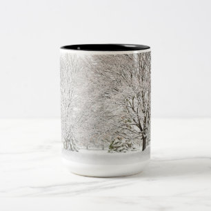 Snowy Winter Forest Two-Tone Coffee Mug