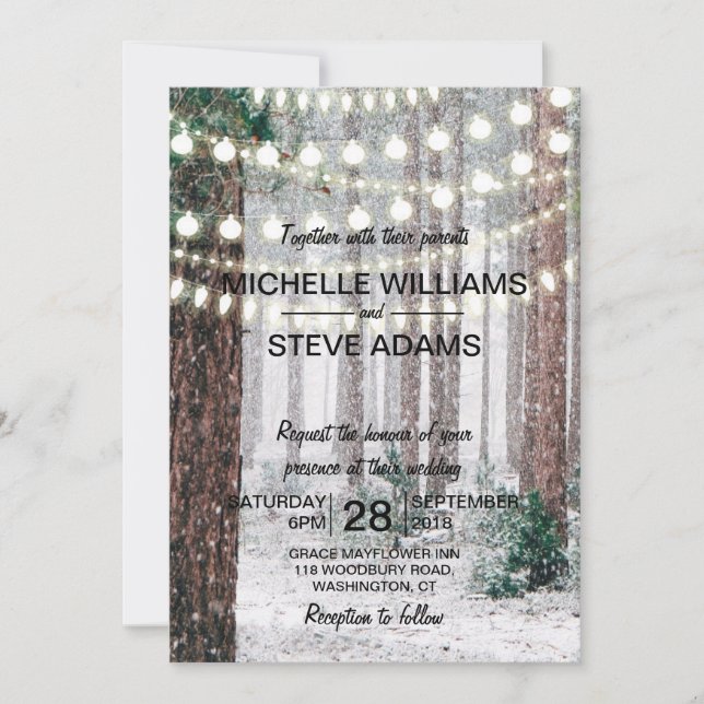 Snowy Winter Forest Wedding Invitation (Front)