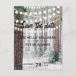 Snowy Winter Forest Wedding Save the Date Announcement Postcard<br><div class="desc">This Snowy Winter Forest Save the Date postcard features trees and strings of lights - all covered in snow. Great for a winter wedding - or for those who just love the snow! Just add the details of the happy couple the date of the wedding and a return address.</div>