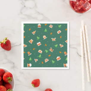 Snowy Winter Gingerbread House Cookies Napkin