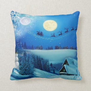 Snowy Winter Holiday Fantasy Cushion