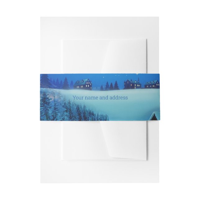 Snowy Winter Holiday Fantasy Invitation Belly Band (Front Example)