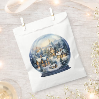 Snowy Winter Houses Scene Snow Globe Favour Bags