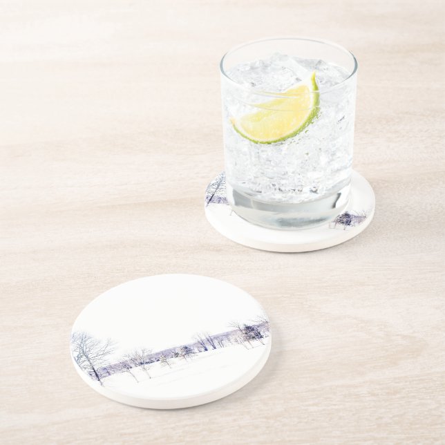 Snowy Winter Landscape Coaster (Side)