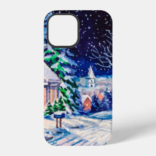 Snowy winter landscape. Country House. Christmas h iPhone 12 Case