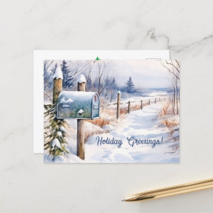 Snowy Winter Landscape Holiday Postcard