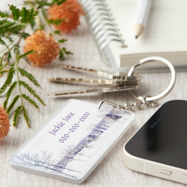 Snowy Winter Landscape Key Ring (Front Right)