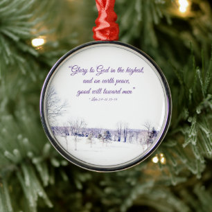 Snowy Winter Landscape Metal Tree Decoration
