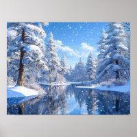 Snowy Winter Landscape Peaceful Forest Scene