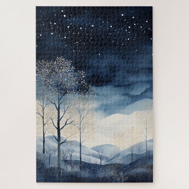 Snowy Winter Landscape Puzzle (Vertical)