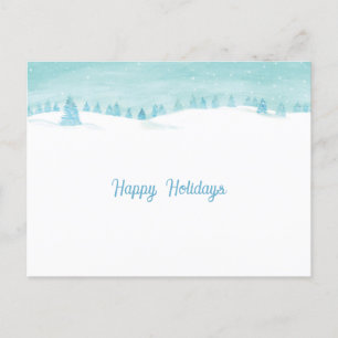 Snowy Winter Landscape With Spruce Trees Happy Holiday Postcard