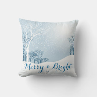 Snowy Winter Merry and Bright Cushion
