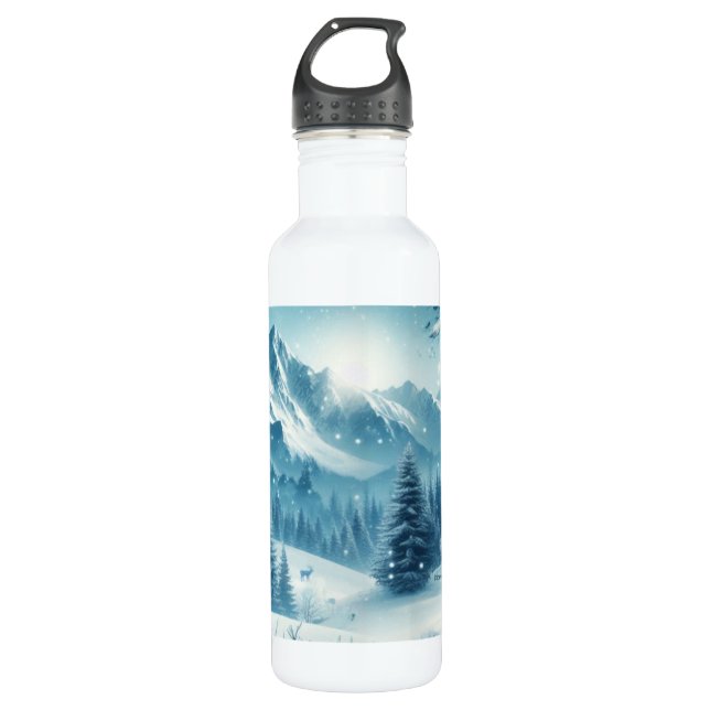 Snowy Winter Mountain 710 Ml Water Bottle (Front)