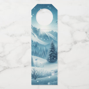 Snowy Winter Mountain Bottle Tag