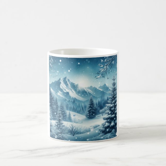 Snowy Winter Mountain Coffee Mug (Center)