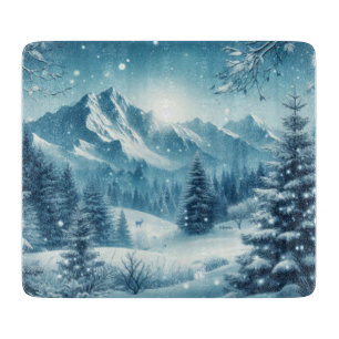 Snowy Winter Mountain Cutting Board
