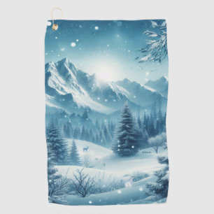 Snowy Winter Mountain Golf Towel