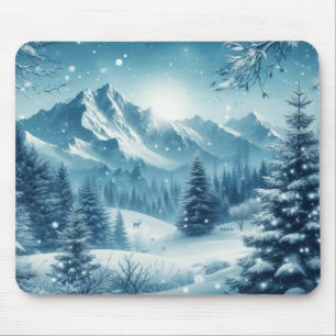 Snowy Winter Mountain Mouse Mat