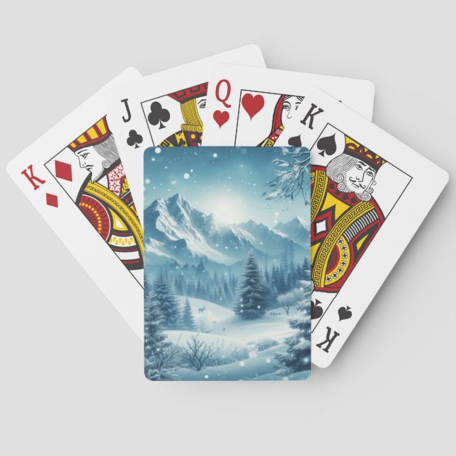 Snowy Winter Mountain Playing Cards (Back)