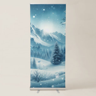 Snowy Winter Mountain Retractable Banner