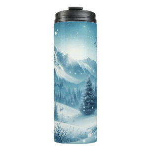 Snowy Winter Mountain Thermal Tumbler