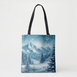 Snowy Winter Mountain Tote Bag