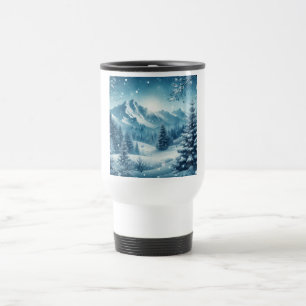 Snowy Winter Mountain Travel Mug