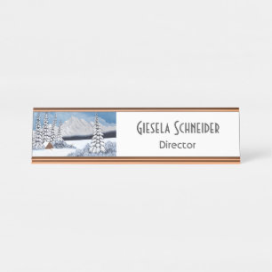 Snowy Winter Mountains Name Plate