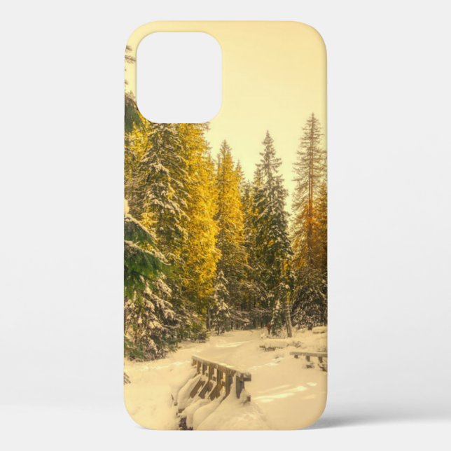 Snowy Winter Path with Pine Trees Case-Mate iPhone Case (Back)