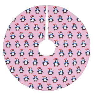 Snowy Winter Penguin Brushed Polyester Tree Skirt