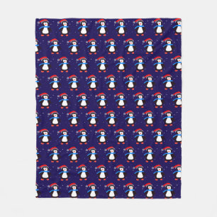 Snowy Winter Penguin  Fleece Blanket