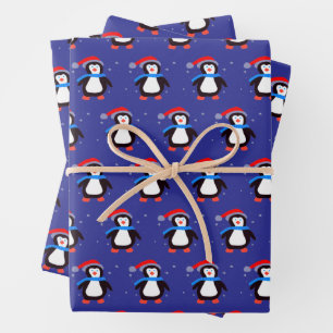 Snowy Winter Penguin  Wrapping Paper Sheet